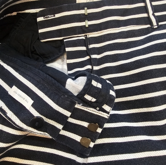 SALE-Loft Marisa women's charcoal and white stripped ankle pants size 6 - Picture 3 of 11